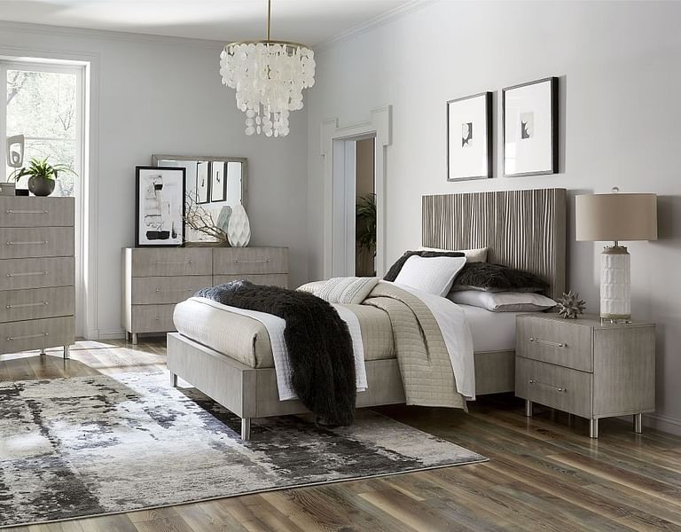 Modus Bedroom Argento Wave-Patterned Bed In Misty Grey 9DM8H6