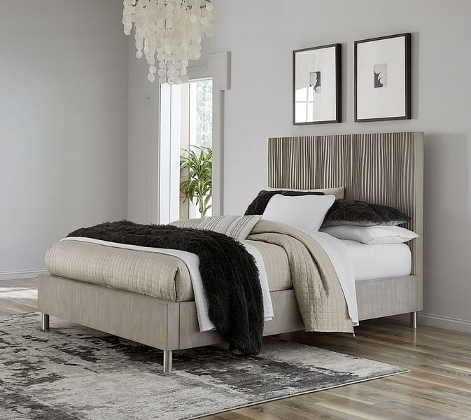 Modus Bedroom Argento Wave-Patterned Bed In Misty Grey 9DM8H6