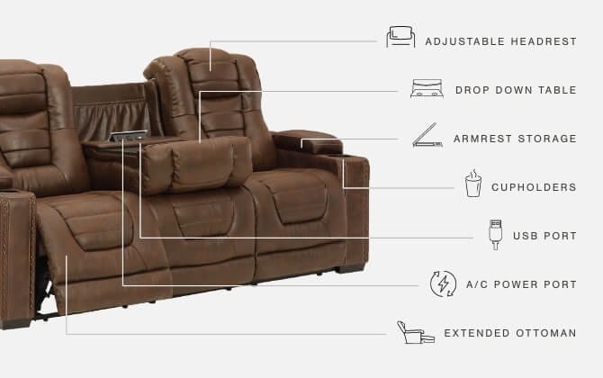 Ashley Living Room Owner's Box Power Reclining Sofa 2450515