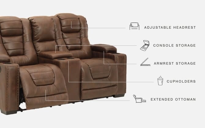 Ashley Living Room Owner's Box Power Reclining Loveseat with Console 2450518