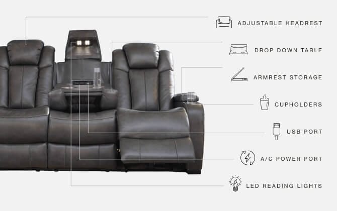 Ashley Living Room Turbulance Power Reclining Sofa 8500115