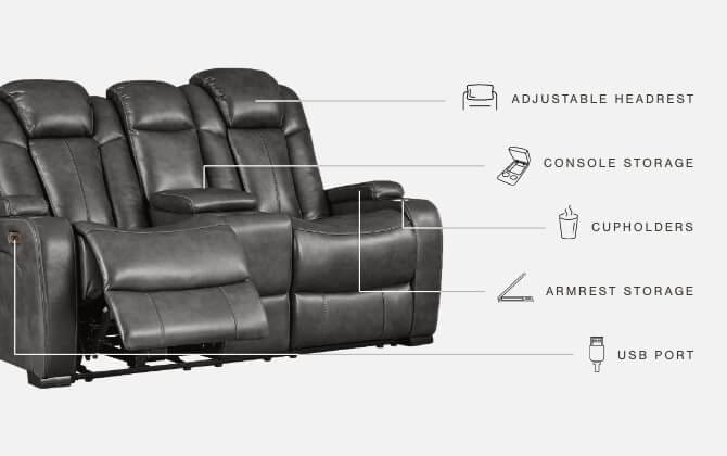 Ashley Living Room Turbulance Power Reclining Loveseat 8500118