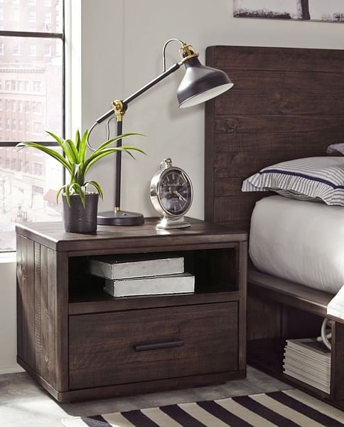 Modus Bedroom Mckinney One Drawer Solid Wood Nightstand In Espresso Pine AKK181B
