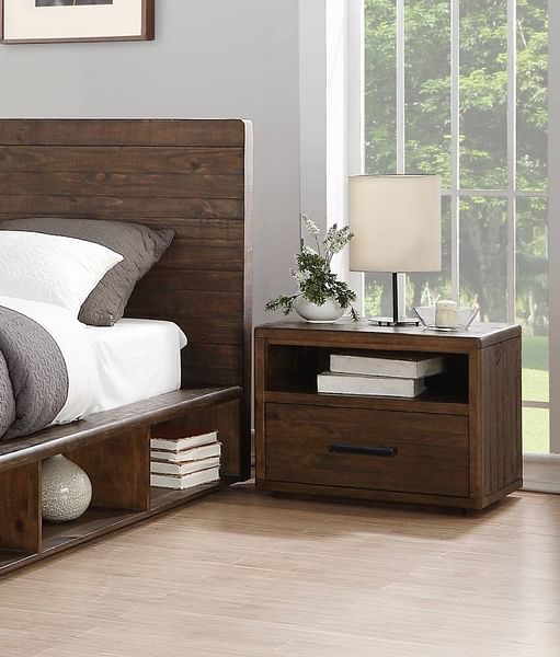 Modus Bedroom Mckinney One Drawer Solid Wood Nightstand In Espresso Pine AKK181B