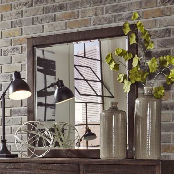 Modus Accessories Mckinney Solid Wood Beveled Glass Mirror In Espresso Pine AKK183