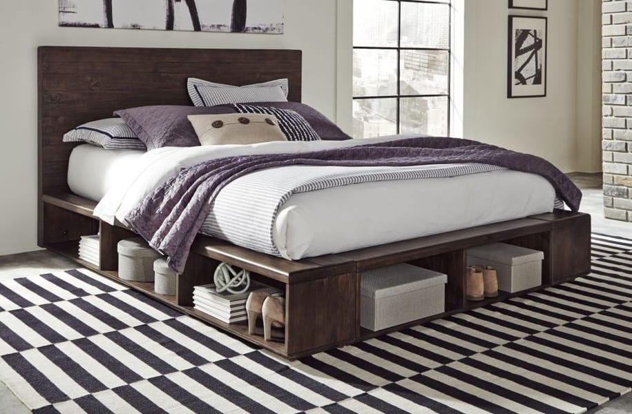 Modus Bedroom Mckinney Solid Wood Low Platform Storage Bed In Espresso Pine AKK1F6