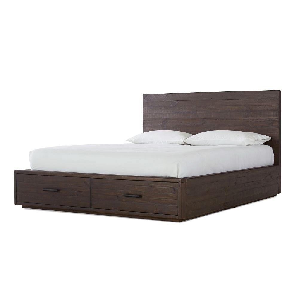 Modus Bedroom Mckinney Solid Wood Footboard Storage Bed In Rustic Latte ALK1H7