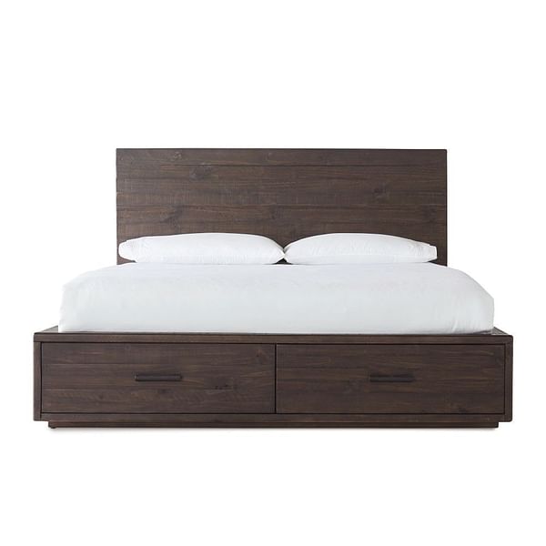 Modus Bedroom Mckinney Solid Wood Footboard Storage Bed In Rustic Latte ALK1H7