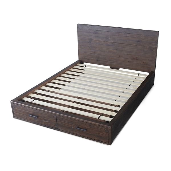 Modus Bedroom Mckinney Solid Wood Footboard Storage Bed In Rustic Latte ALK1H7