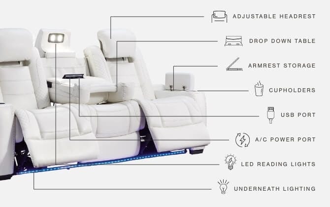 Midnight 2 Piece Power Sofa and Loveseat Set