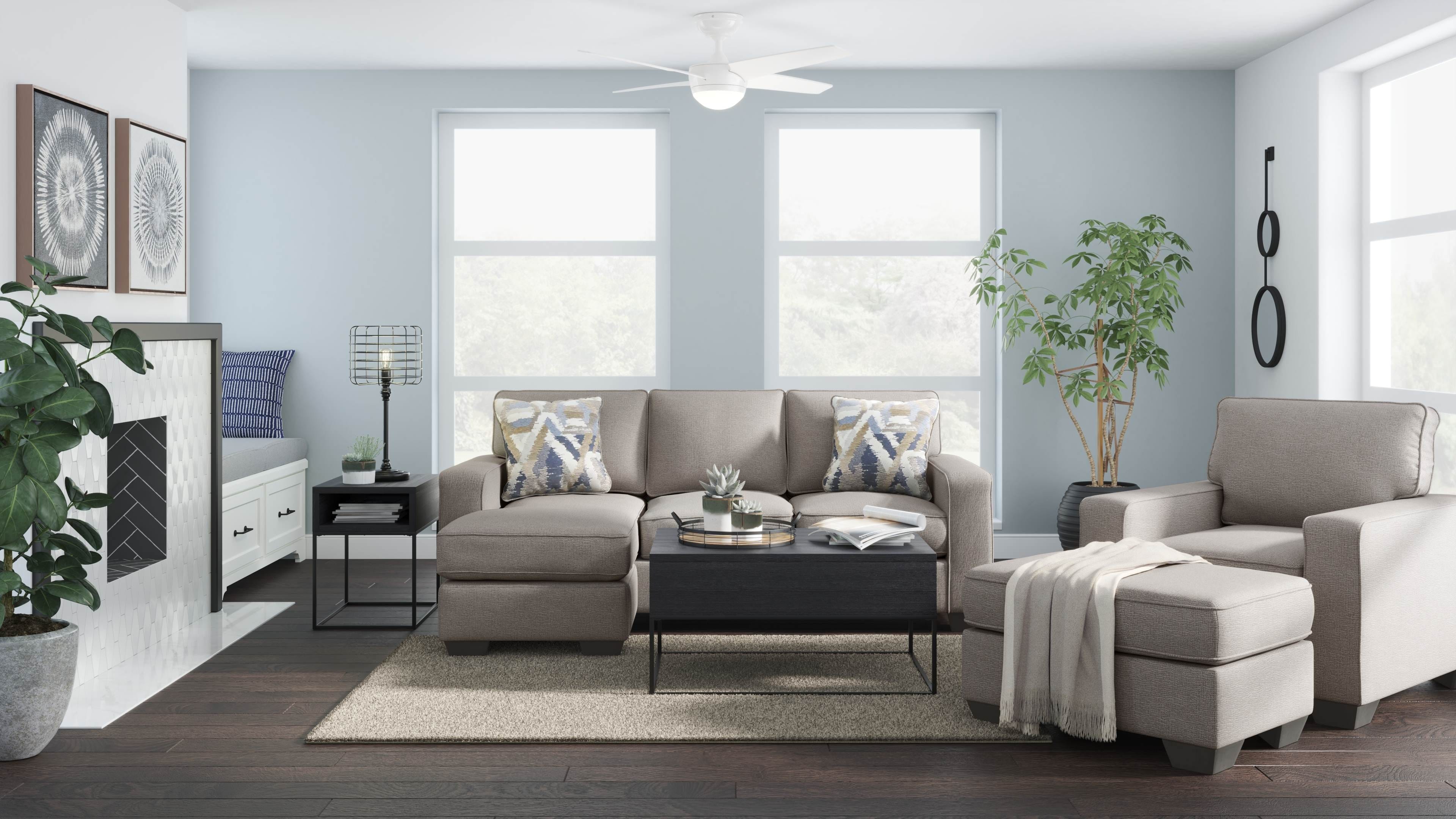 Ashley Living Room 3 Piece Sofa Chaise, Chair, and Ottoman Set 55104-18-20-14