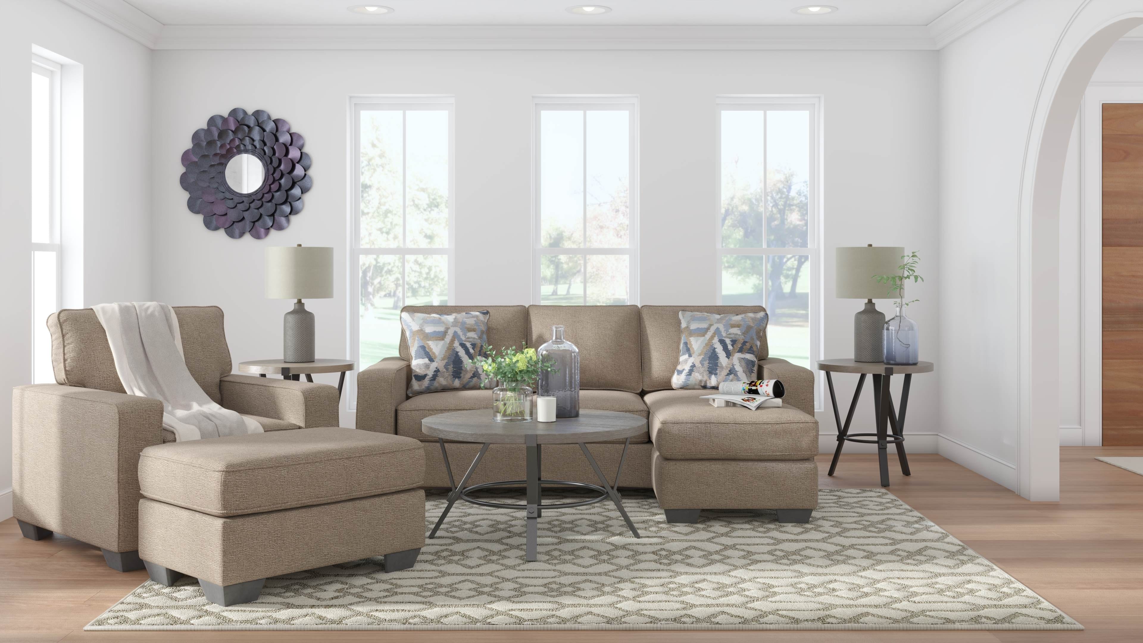Ashley Living Room 3 Piece Sofa Chaise, Chair, and Ottoman Set 55105-18-20-14