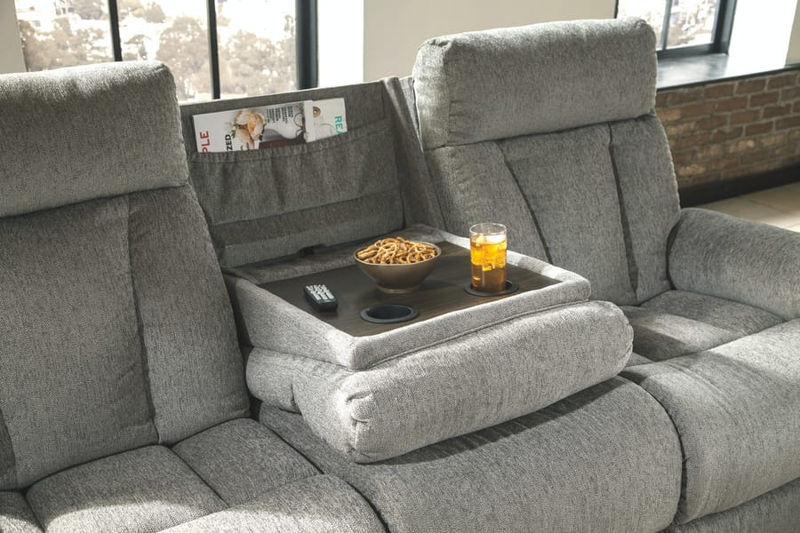 Ashley Living Room Mitchiner Reclining Sofa with Drop Down Table 7620489