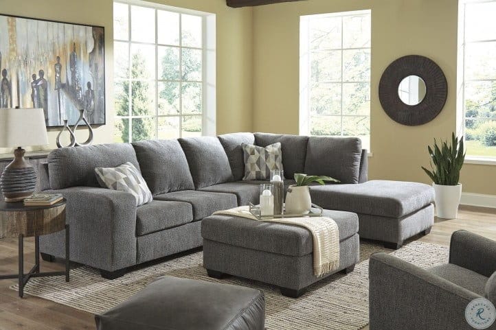 Ashley Living Room 4 Piece Left Arm Facing Sofa Sectional, Rocker Recliner, and Ottoman Set 85703-66-17-25-08