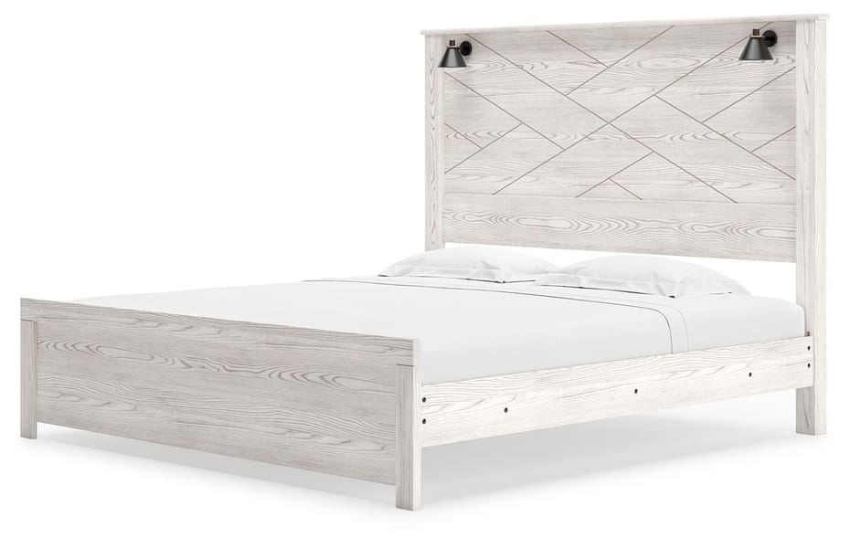Ashley Bedroom King Panel Bed With Sconces B1190-58-56-99