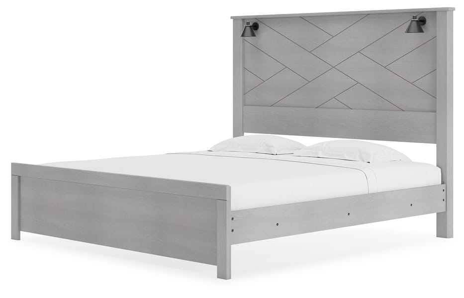 Ashley Bedroom King Panel Bed With Sconce Lights B1192-58-56-99