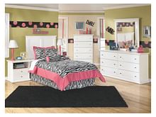 Ashley Bedroom Dresser and Mirror and Chest and Twin Panel Headboard Set B139-31-36-46-53