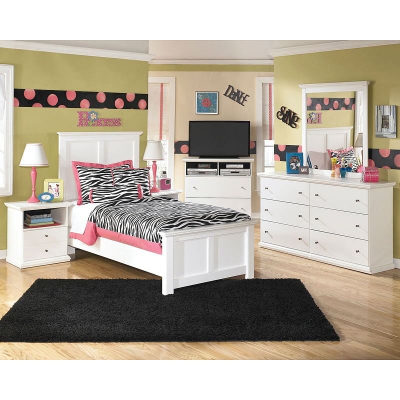 Ashley Bedroom Dresser and Mirror and Twin Panel Bed and 2 Nightstands Set B139-31-36-53-52-83-91-2