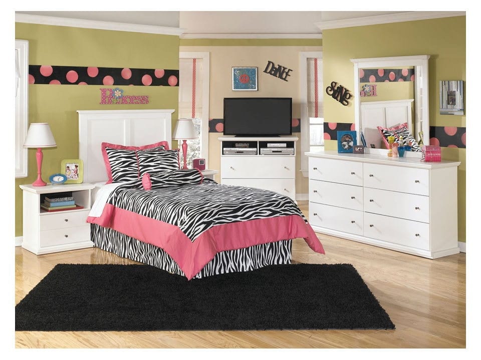 Ashley Bedroom Dresser and Mirror and Twin Panel Headboard and 2 Nightstands Set B139-31-36-53-91-2