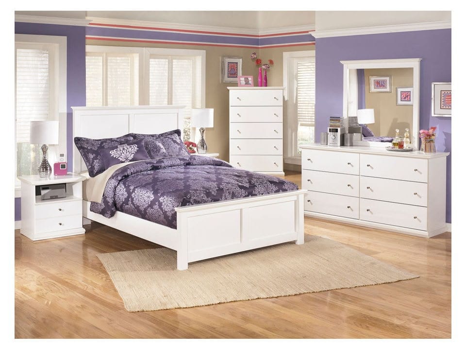 Ashley Bedroom Dresser and Mirror and Full Panel Bed and 2 Nightstands Set B139-31-36-87-84-86-91-2