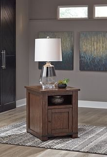 Ashley Living Room Budmore End Table with USB Ports and Outlets T372-3