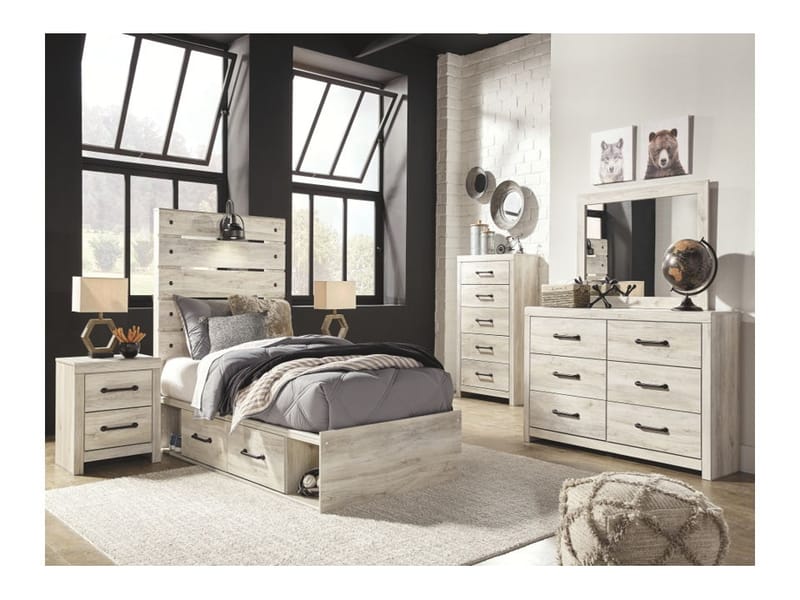 Ashley Bedroom 9 Piece Twin Panel Bed with Side Storage Set B192-31-36-46-53-52-150-92-2-B100-11
