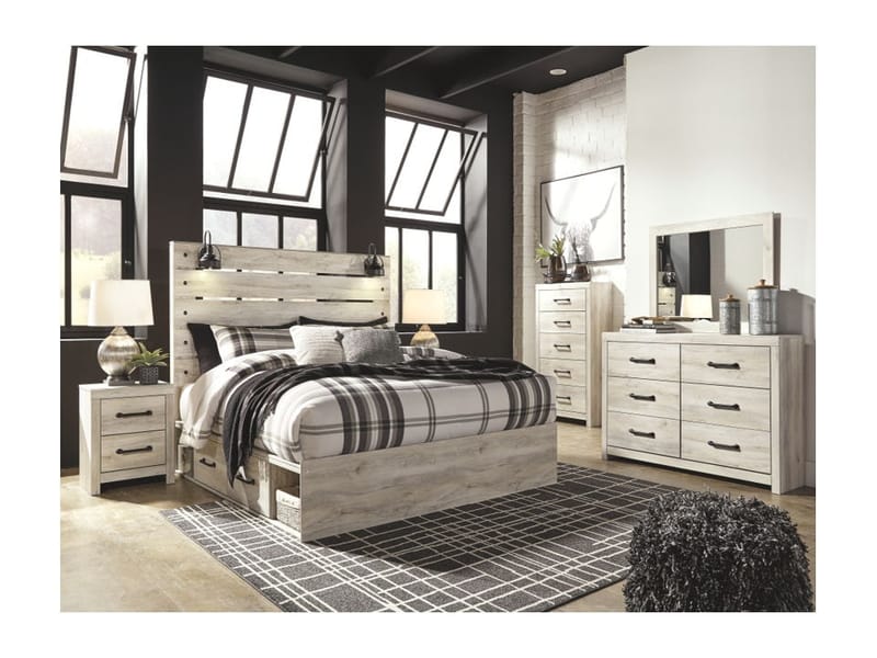 Ashley Bedroom 9 Piece King Panel Bed with Side Storage Set B192-31-36-46-58-56-160-92-2-B100-14