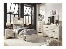 Ashley Bedroom 6 Piece Twin Panel Bed with Side Storage Set B192-31-36-53-52-150-B100-11