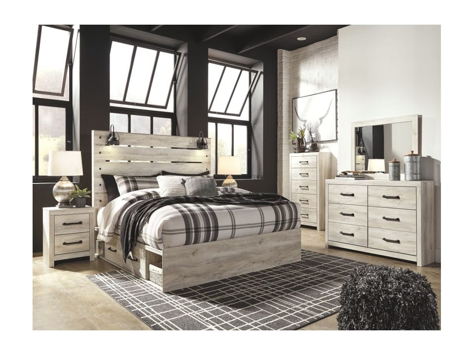Ashley Bedroom 9 Piece King Panel Bed with 2 Storages Set B192-31-36-58-56-60-2-92-2-B100-14