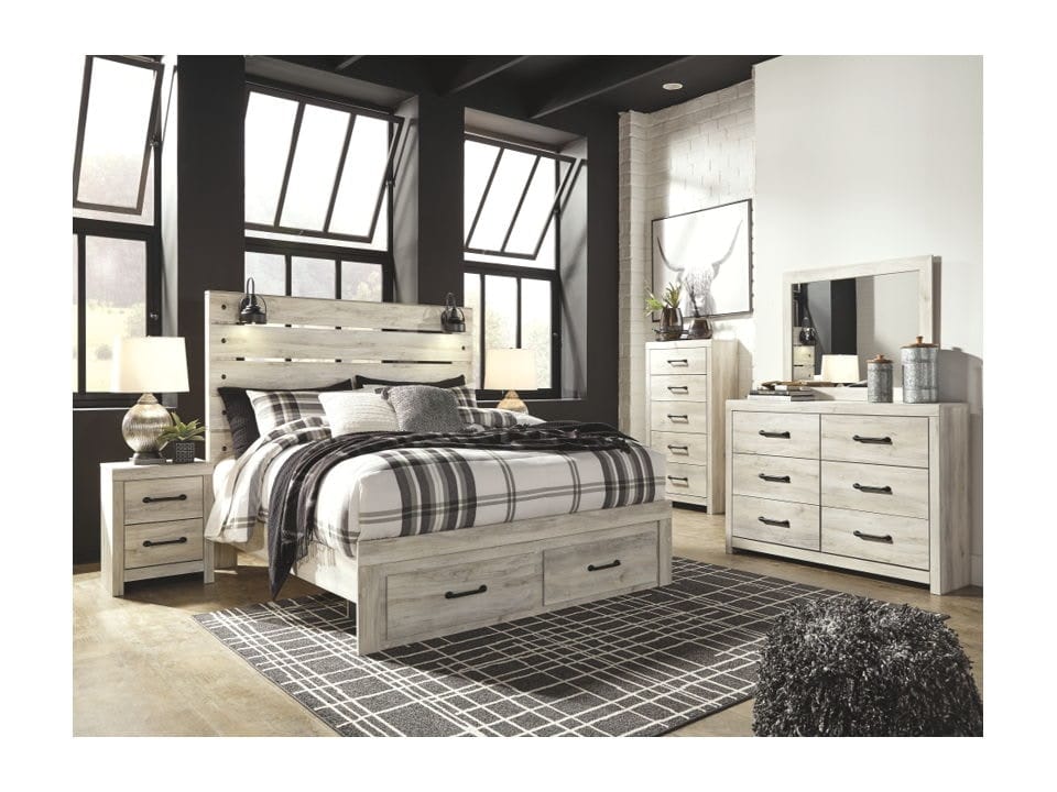 Ashley Bedroom 5 Piece King Panel Bed with Storage Set B192-31-36-58-56S-97