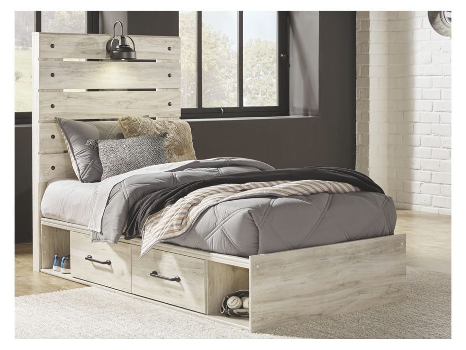 Ashley Bedroom Twin Panel Bed with Side Storage B1...