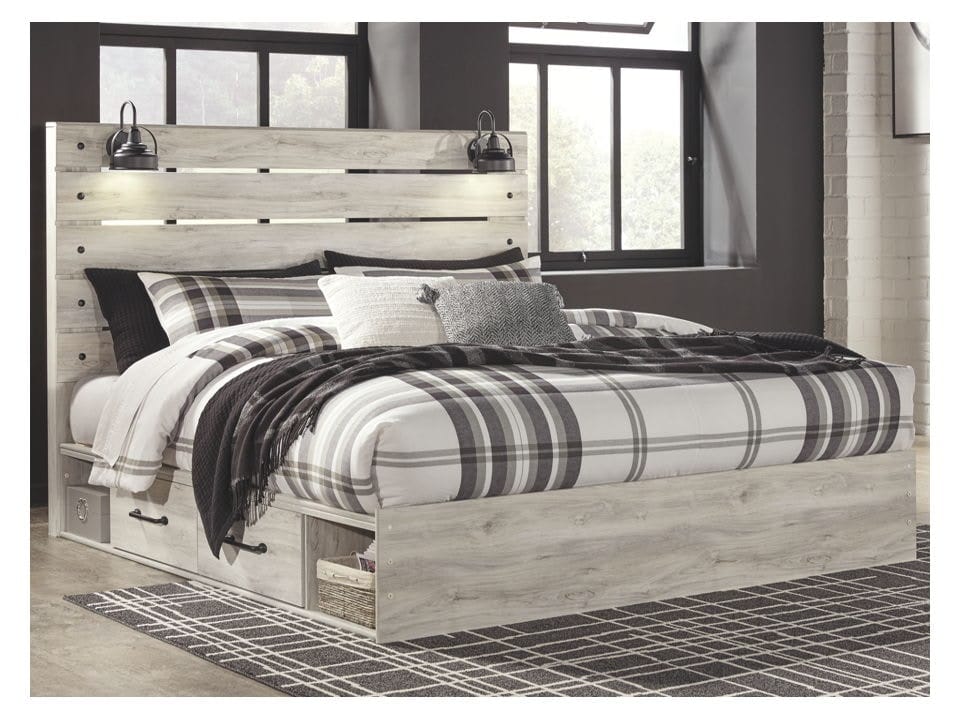Ashley Bedroom King Panel Bed with Side Storage B1...