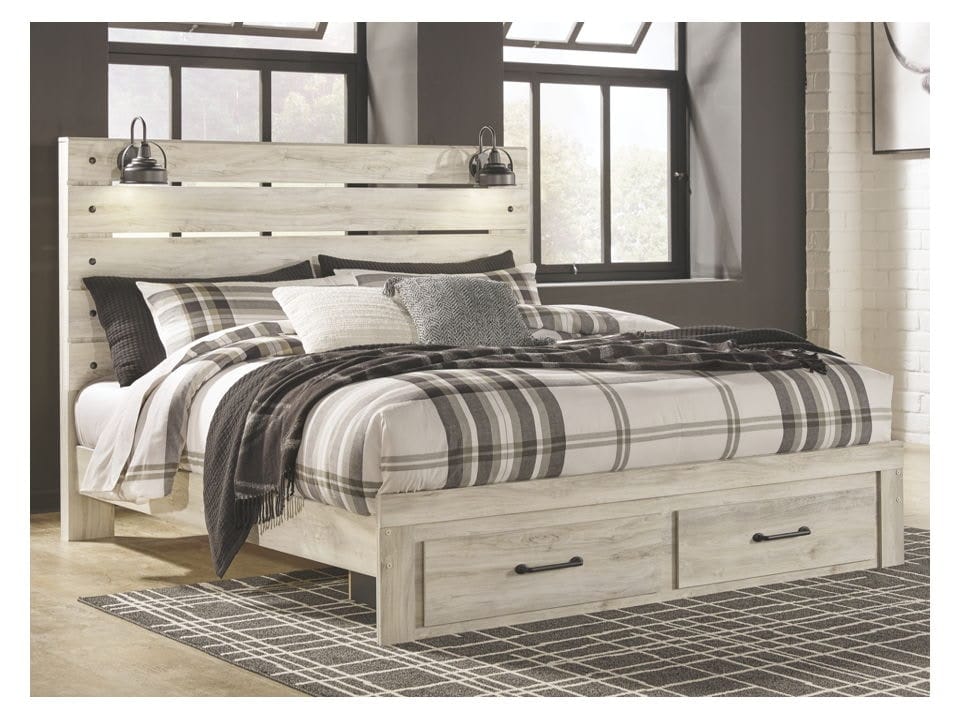 Ashley Bedroom King Panel Bed with Storage B192-58...