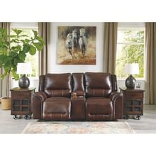 Ashley Living Room Power Reclining Loveseat Console Adjustable Headrest U8300418