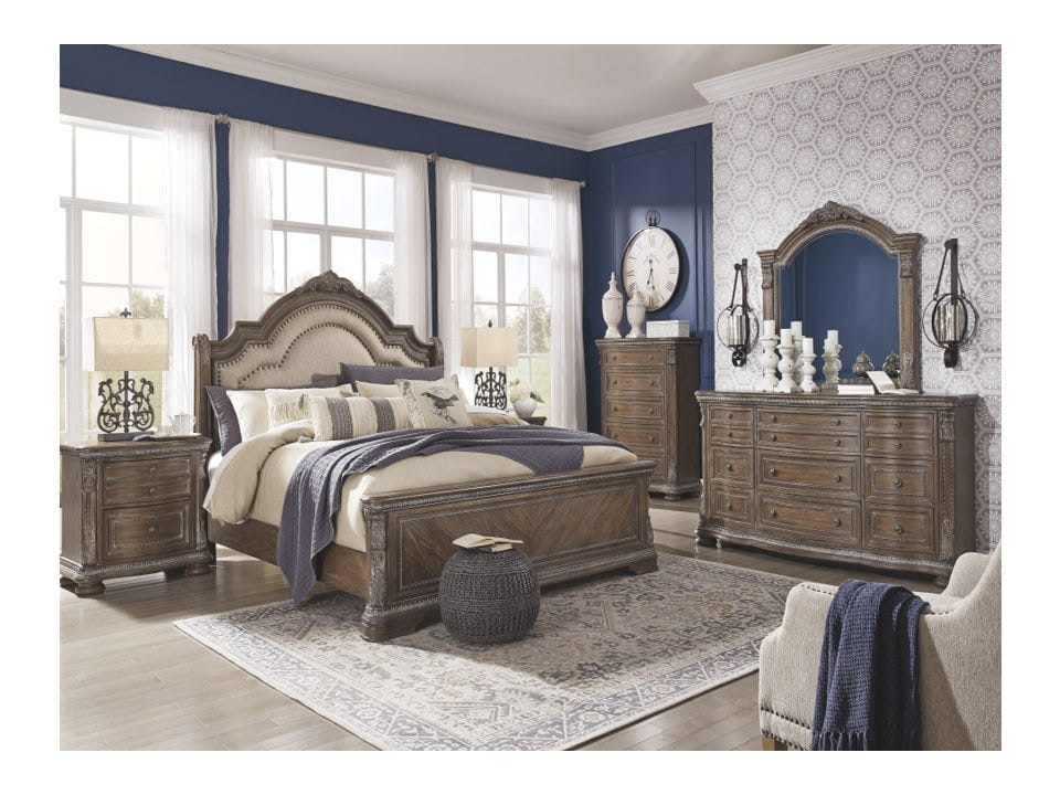Ashley Bedroom 8 Piece King Upholstered Sleigh Bed Set B803-31-36-46-58-56-97-92-2
