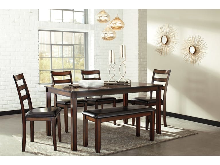 Ashley Dining Room Coviar Dining Table and Chairs with Bench (Set of 6) D385-325
