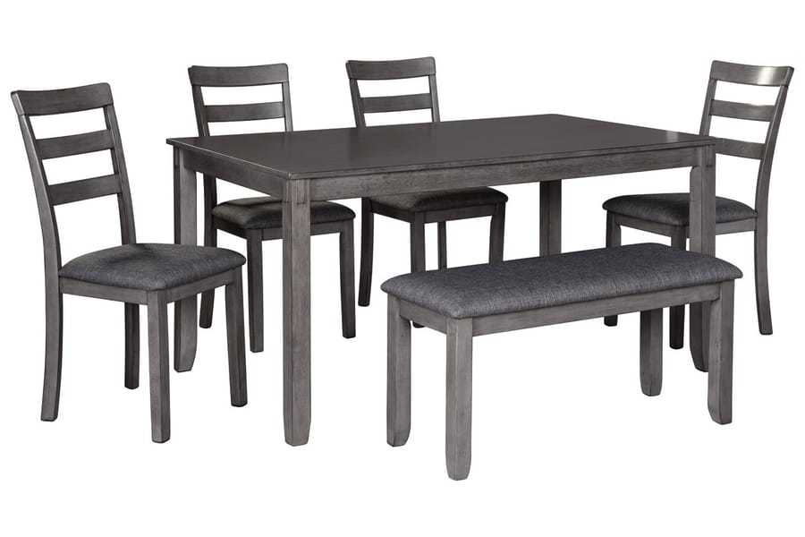 Ashley Dining Room Bridson Dining Table and Chairs with Bench (Set of 6) D383-325