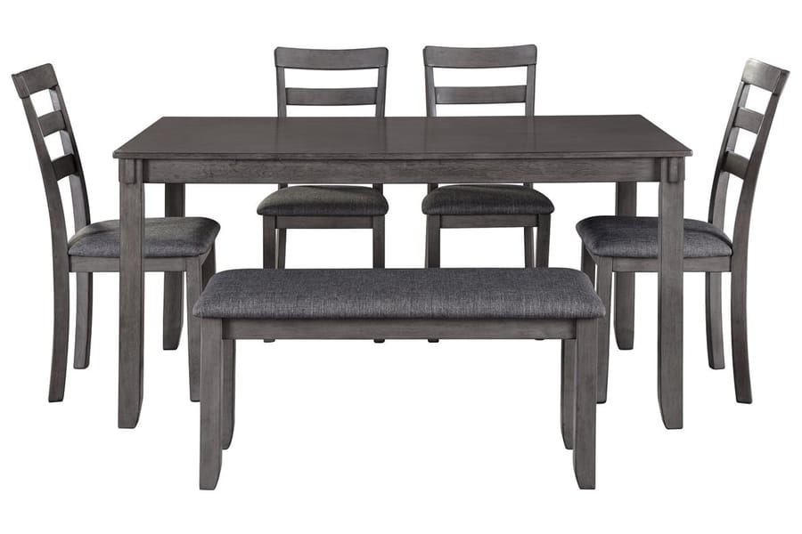 Ashley Dining Room Bridson Dining Table and Chairs with Bench (Set of 6) D383-325