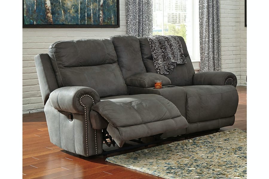 Ashley Living Room Austere Reclining Loveseat with Console 3840194