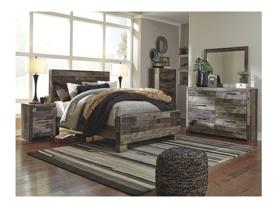 Derekson 5 Piece Queen Panel Bedroom - Multi Gray Derekson 5 Piece Queen Panel Bedroom - Multi Gray