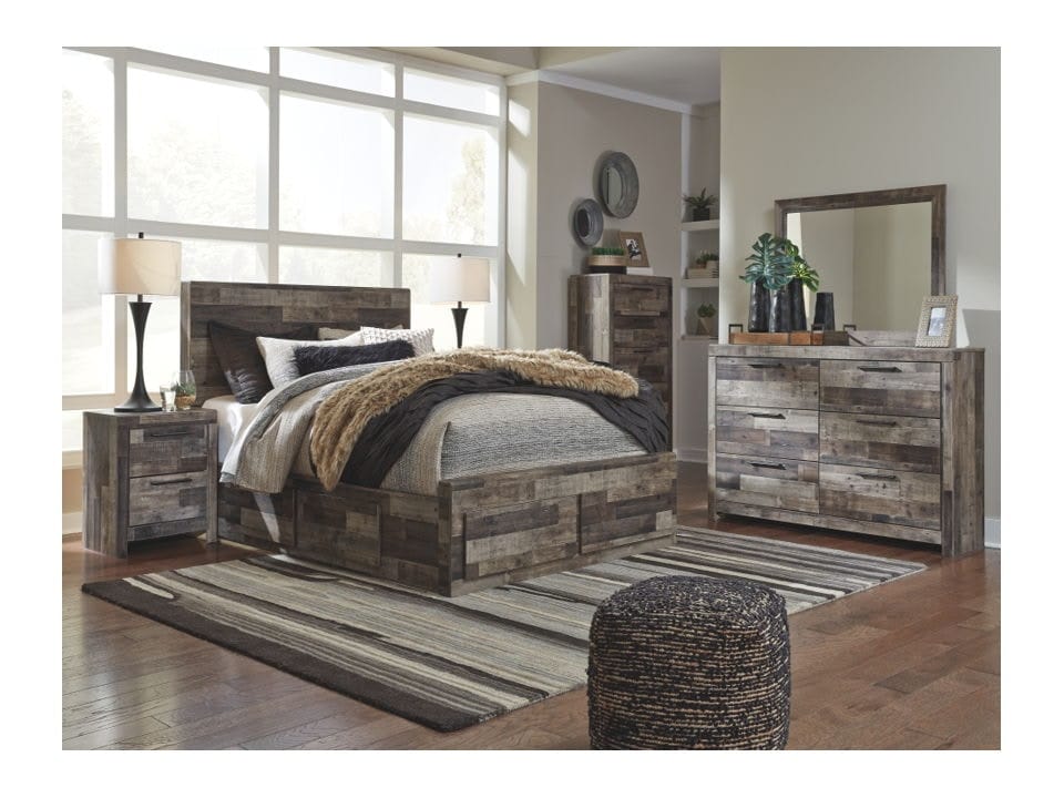 Ashley Bedroom 7 Piece Full Panel Bed with 2 Storages Set B200-31-36-87-84S-50-2-B100-12