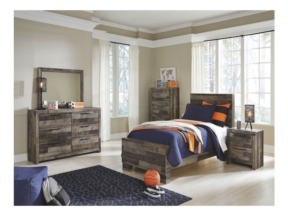 Ashley Bedroom Twin Panel Bed and Dresser and Mirror and Chest and Nightstand B200-52-53-83-31-36-46-92