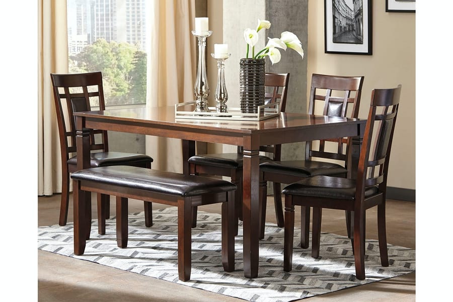 Ashley Dining Room Coviar Dining Table and Chairs with Bench (Set of 6) D385-325