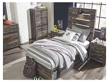 Ashley Bedroom Dresser and Mirror and Chest and Twin Panel Bed with Storage Set B211-31-36-46-53-52-50-2-B100-11