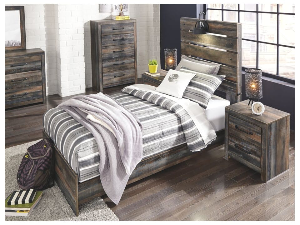 Ashley Bedroom Dresser and Mirror and Twin Panel Bed and 2 Nightstands Set B211-31-36-53-52-83-92-2