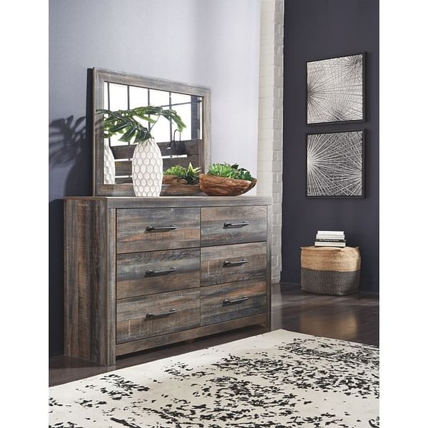 Ashley Bedroom Dresser and Mirror and Twin Panel Bed with Storage and 2 Nightstands Set B211-31-36-53-52-150-B100-11-92-2