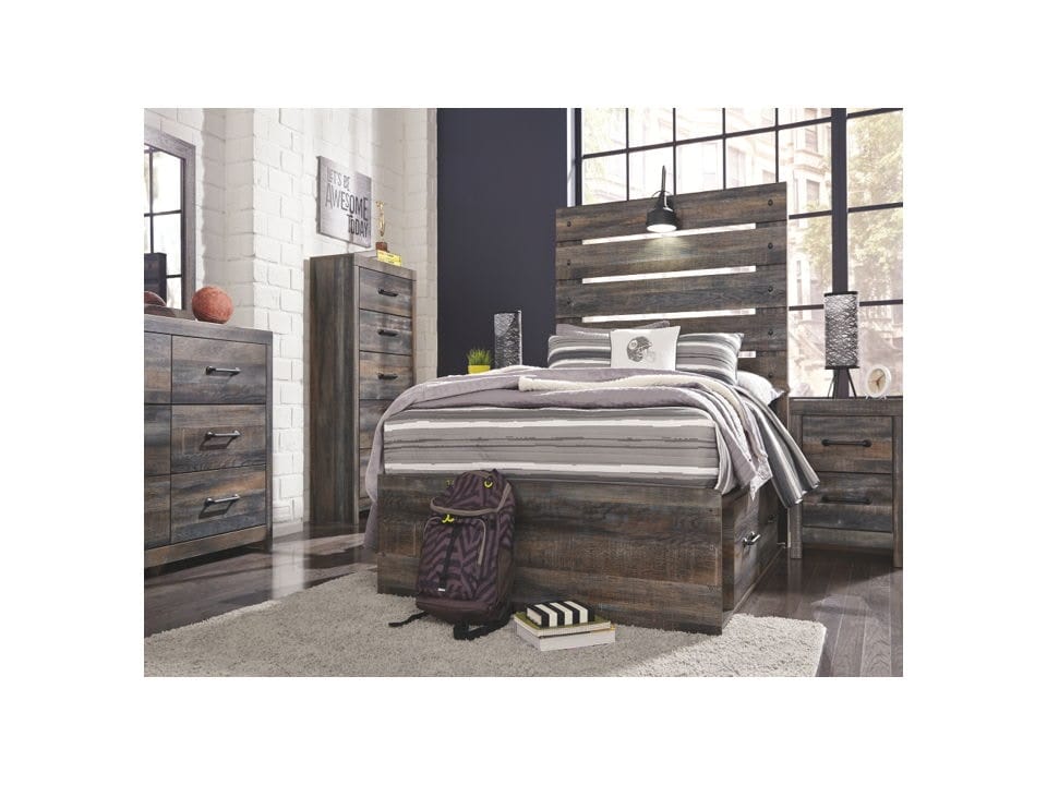 Ashley Bedroom Dresser and Mirror and Full Panel Bed with Storage Set B211-31-36-87-84-150-B100-12