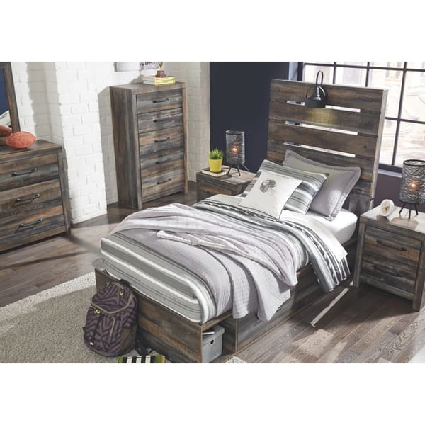 Ashley Bedroom Twin Panel Bed with Storage B211-53-52-150-B100-11
