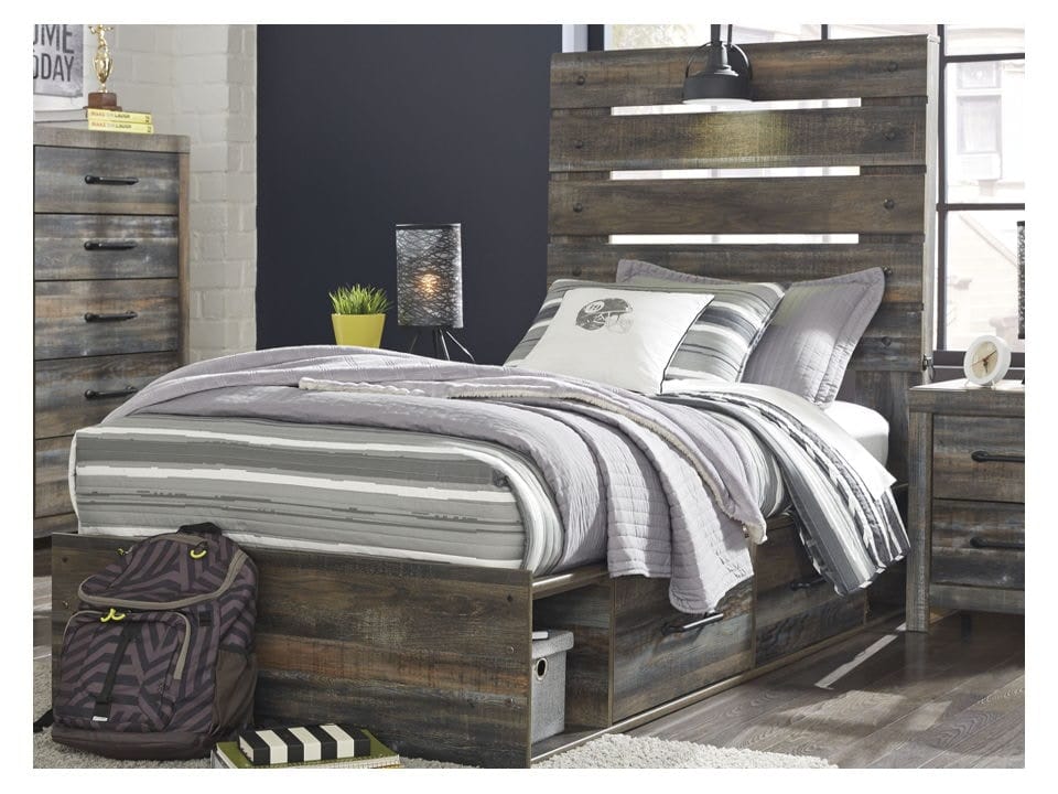 Ashley Bedroom Twin Panel Bed with Storage B211-53...