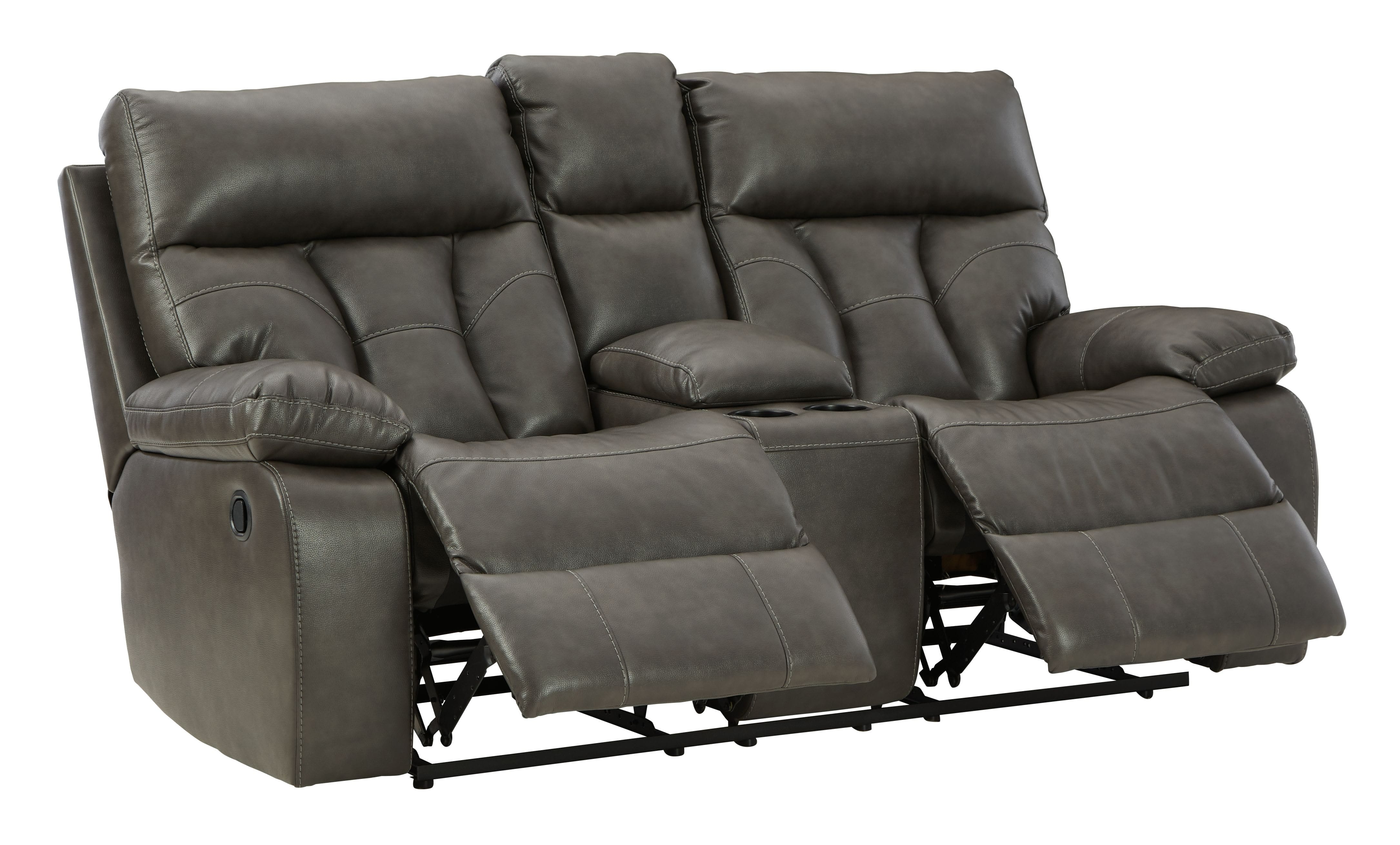 Ashley Living Room Double Reclining Loveseat with Console & Power 1480194